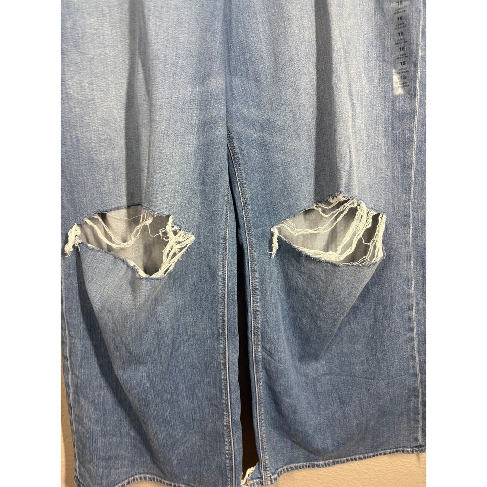 American Eagle Size 18 W34 Curvy Dreamy Drape Baggy Wide Leg Jeans Blue Stretch - Picture 6 of 12